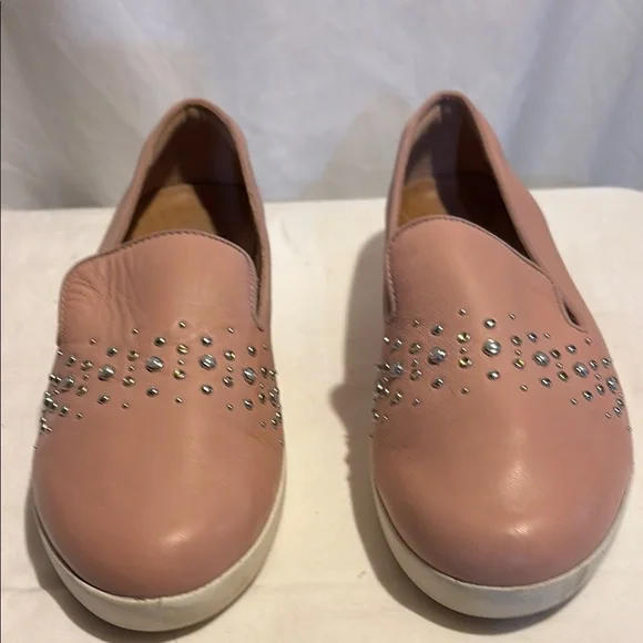 Women's Pink Slip-On Shoes with Studded Detail - Picture 1 of 6
